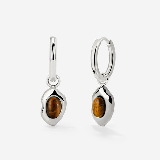 Tiger's Eye Hoop Set Small Silber