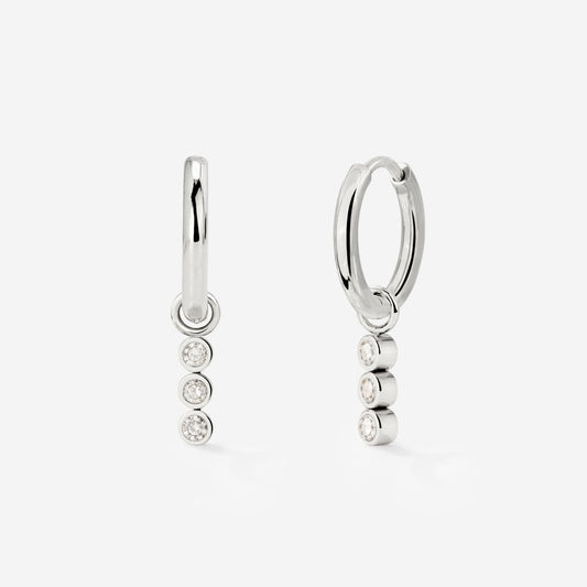 Bezel Bling Hoop Set Small Silber