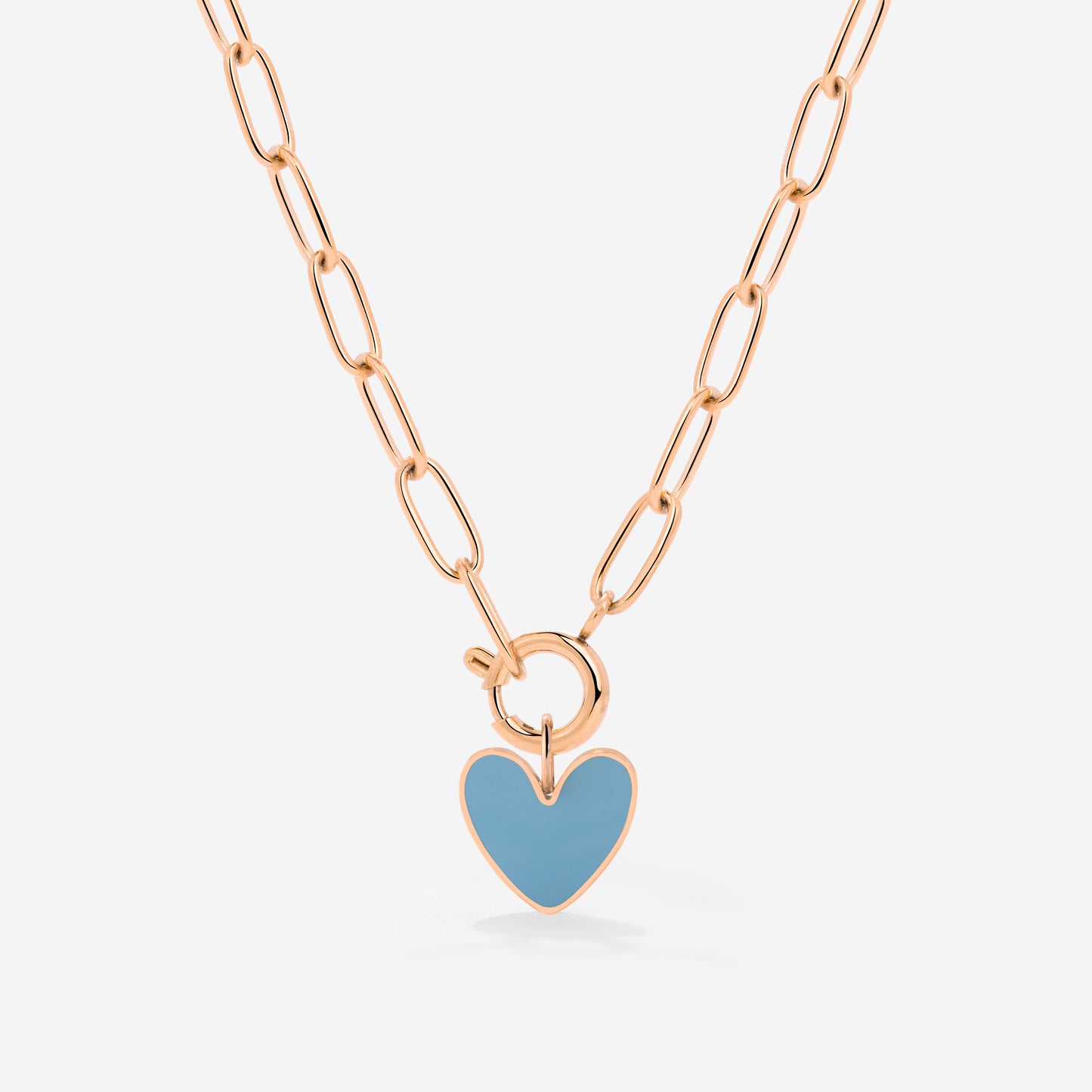 Blue Heart Oval Links Necklace Set Roségold
