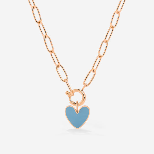 Blue Heart Oval Links Necklace Set Roségold