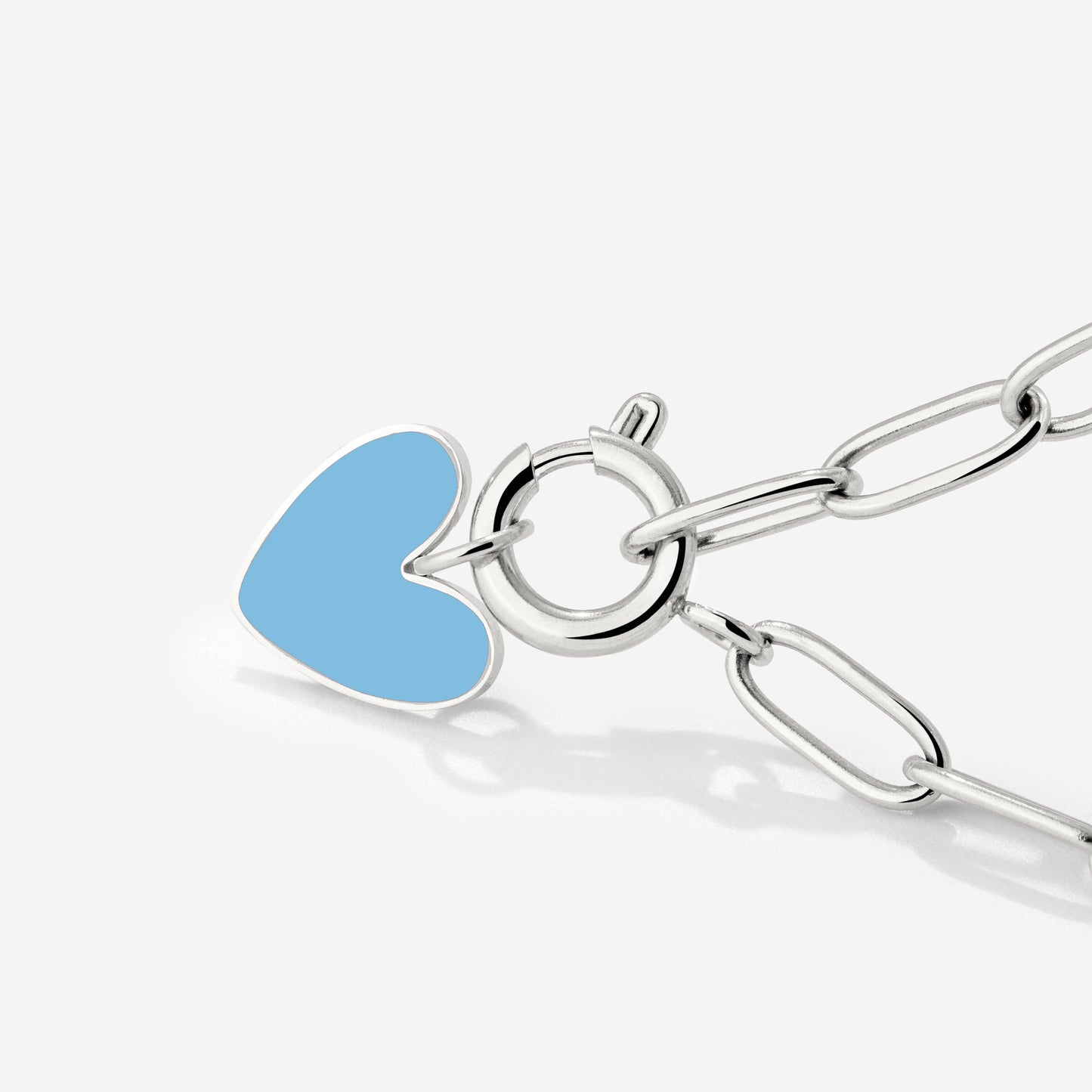 Blue Heart Oval Links Necklace Set Silber