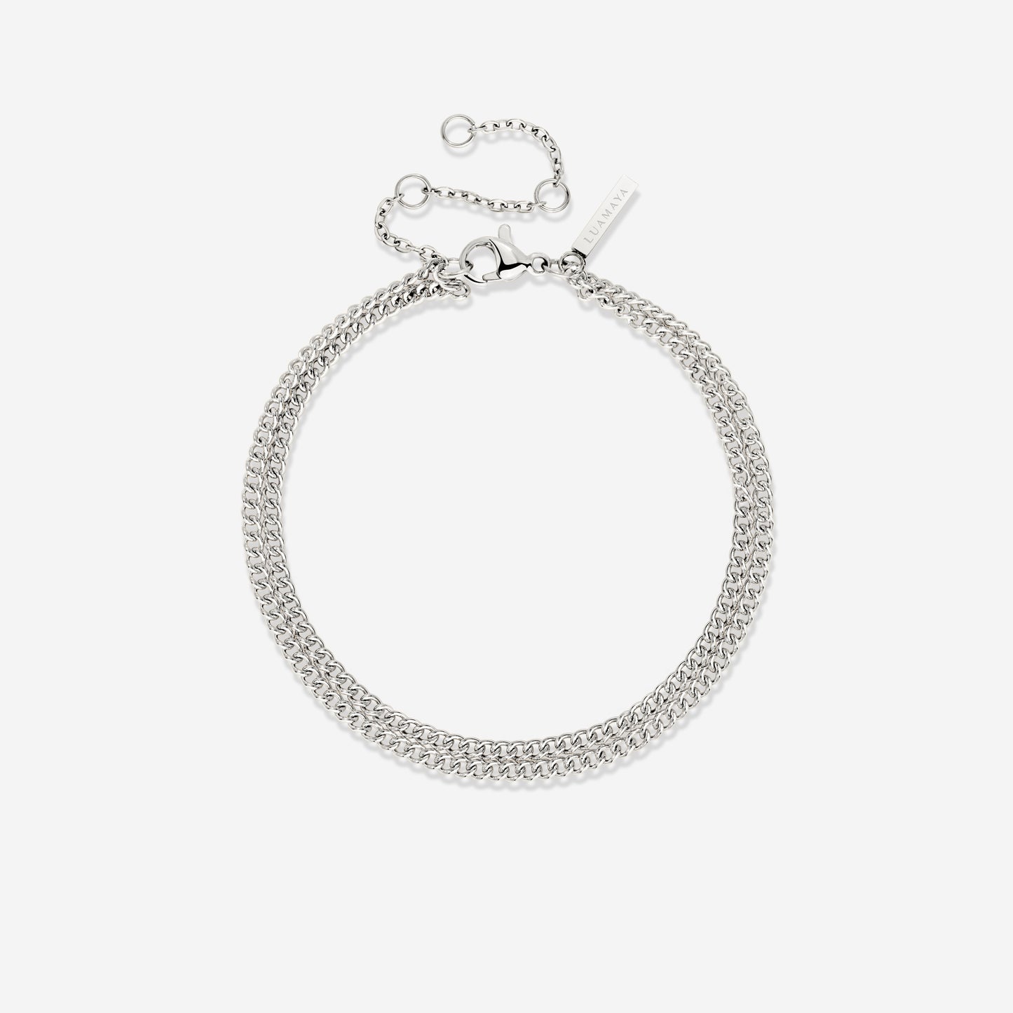 Curb Chain Double Bracelet Silber
