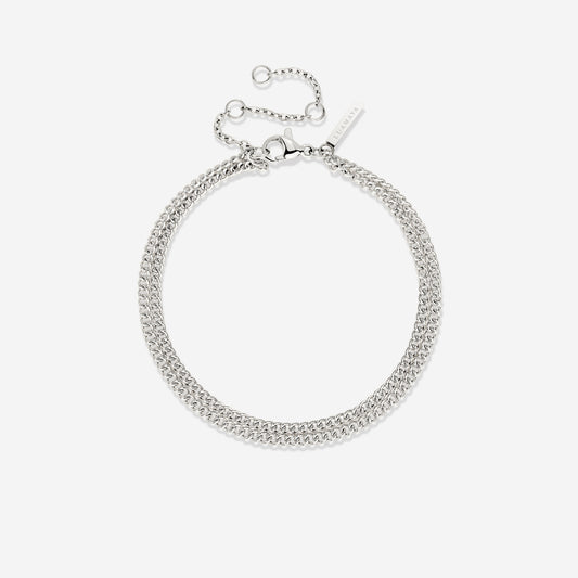 Curb Chain Double Bracelet Silber