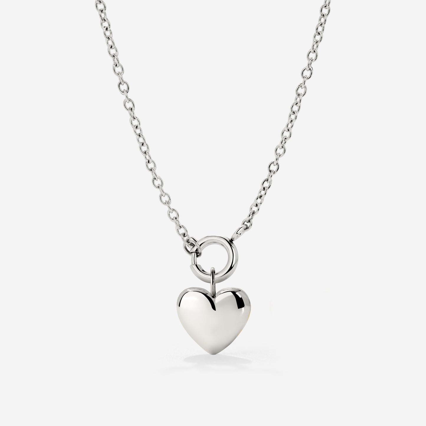 Lovely Heart Classic Chain Necklace Set Silber