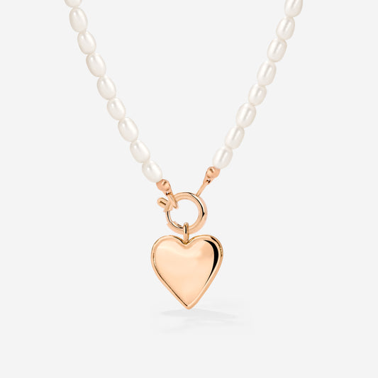 Heartie Pearly Necklace Set Roségold