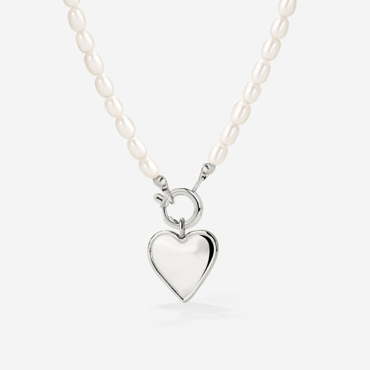 Heartie Pearly Necklace Set Silber