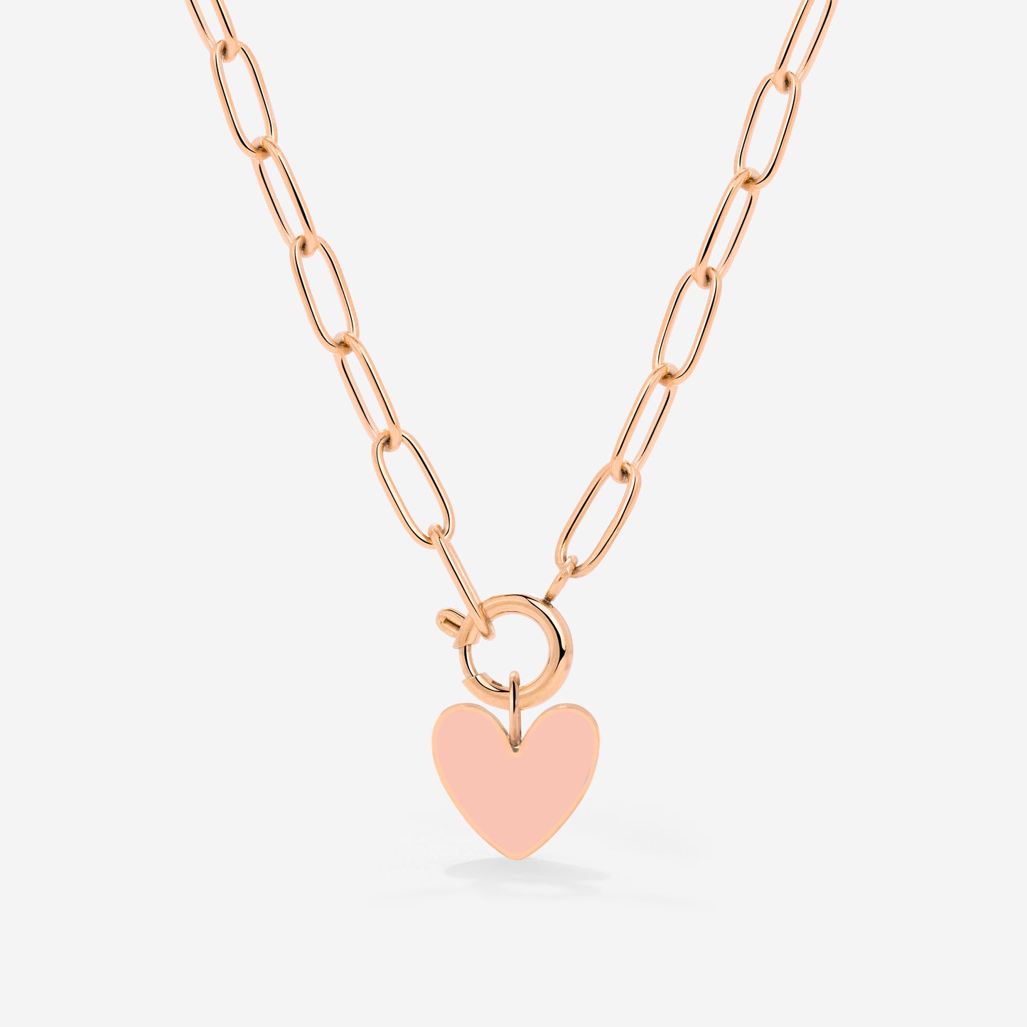 Pink Heart Oval Links Necklace Set Roségold