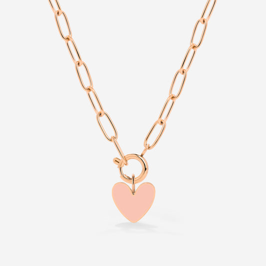 Pink Heart Oval Links Necklace Set Roségold