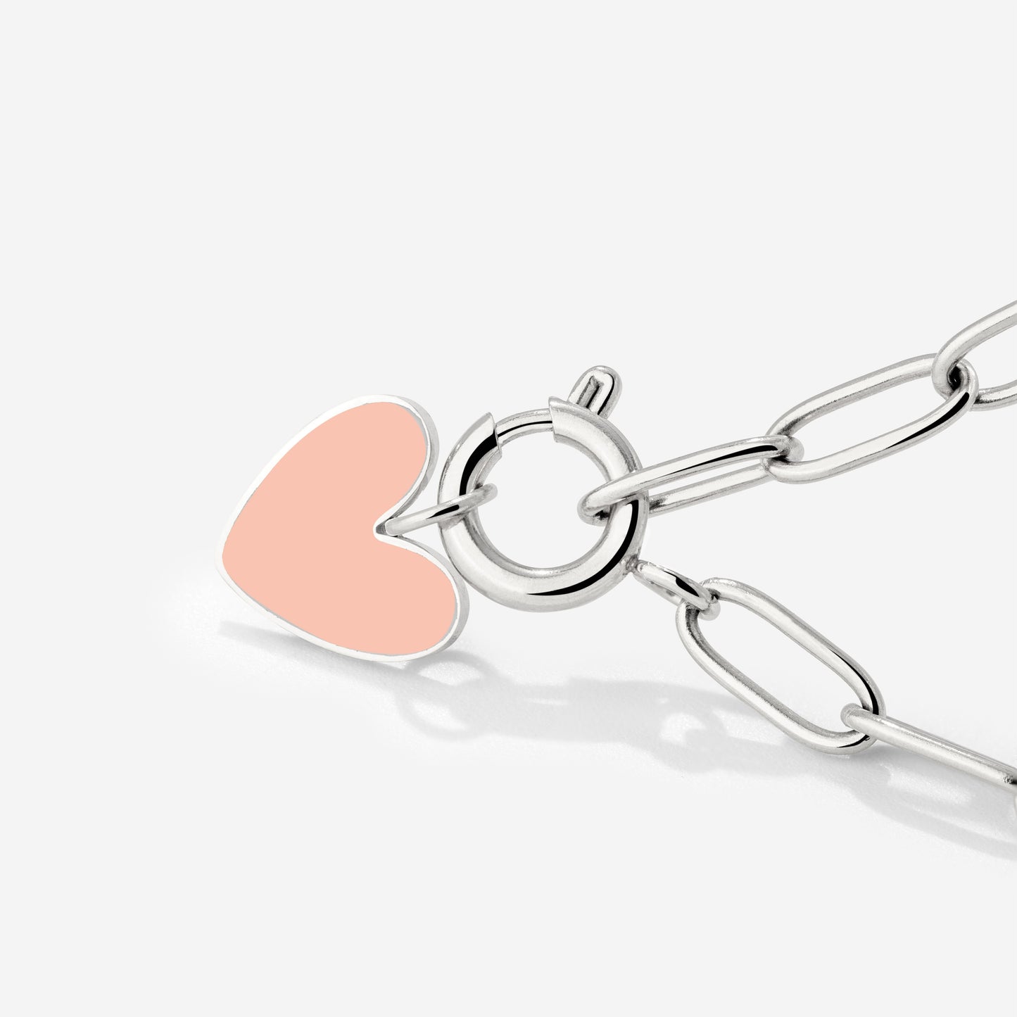 Pink Heart Oval Links Necklace Set Silber