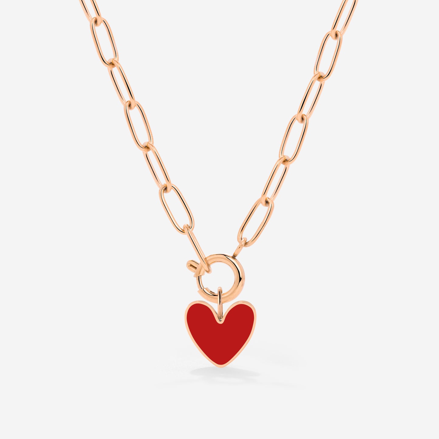 Red Heart Oval Links Necklace Set Roségold