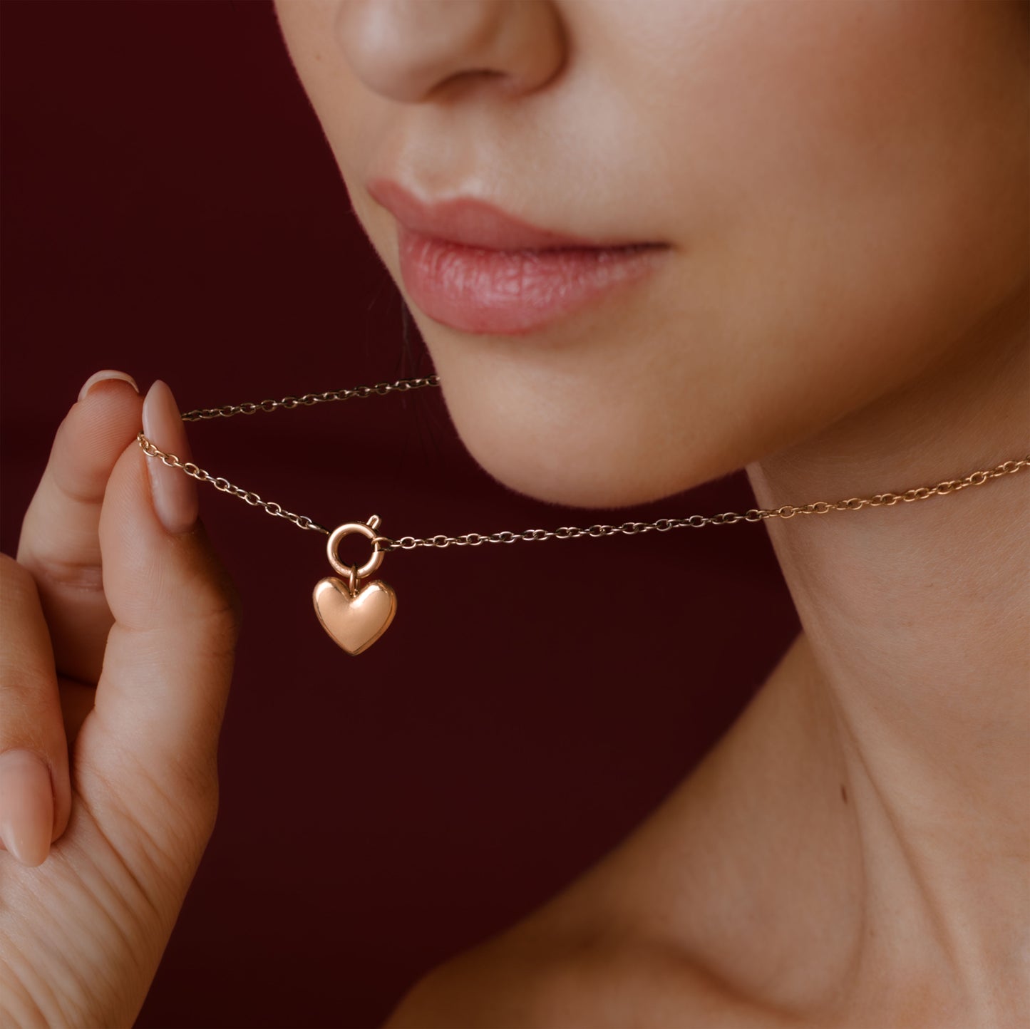 Lovely Heart Classic Chain Necklace Set Roségold