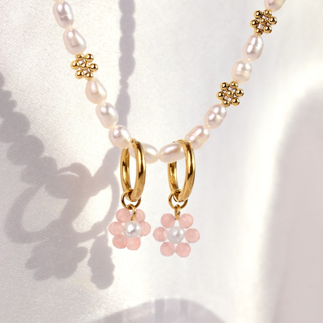 Rose Flora Hoop Set Small Gold