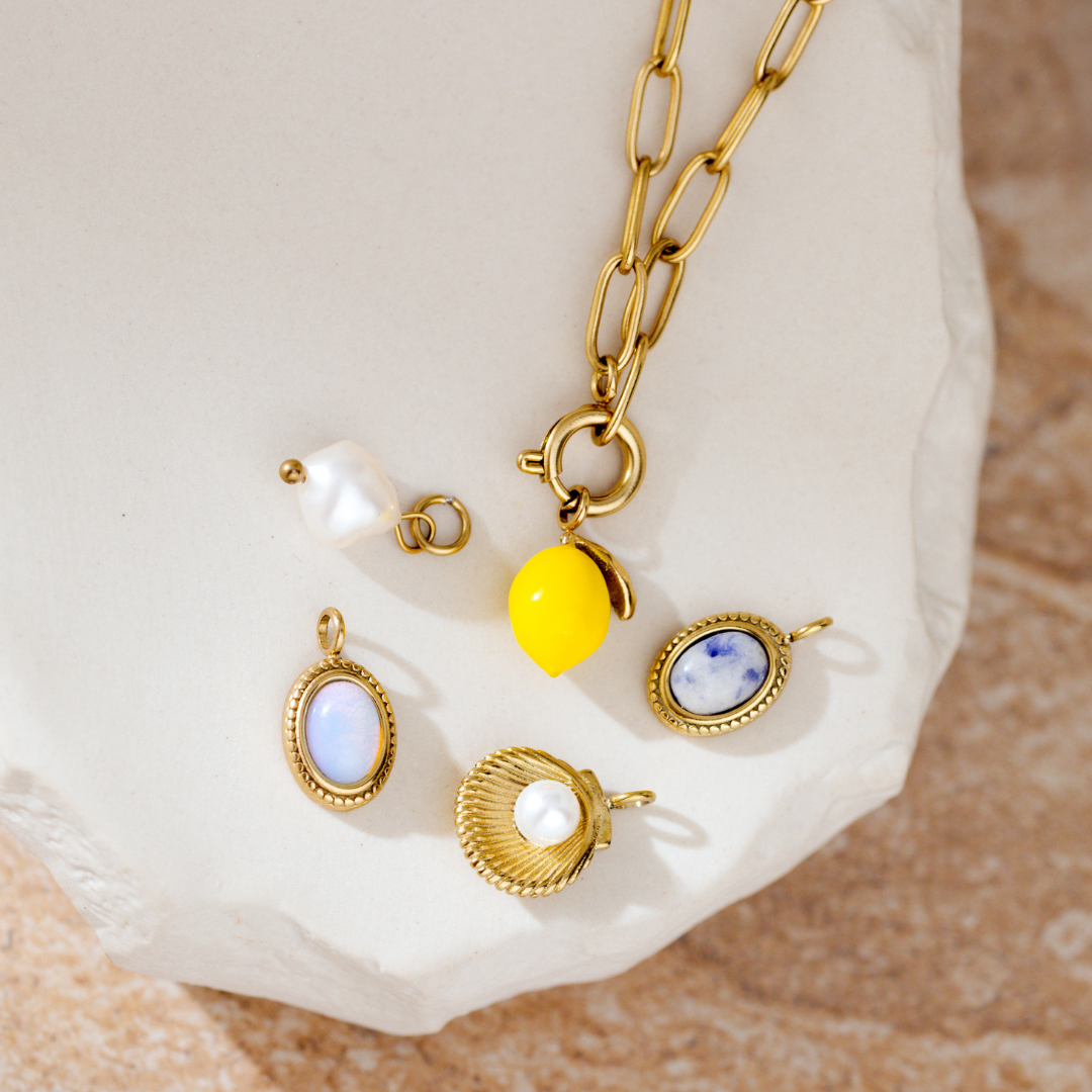 Lemony Oval Links Necklace Set Gold