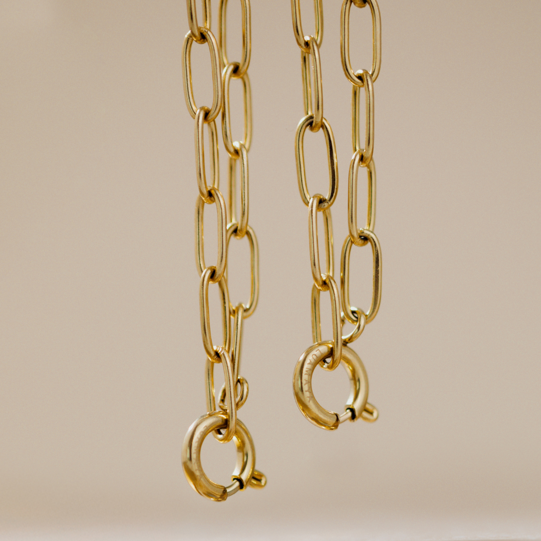 Oval Links Charm Necklace Gold