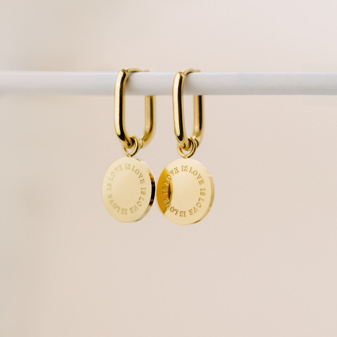 Love is Love Oval Hoop Set Baby Gold