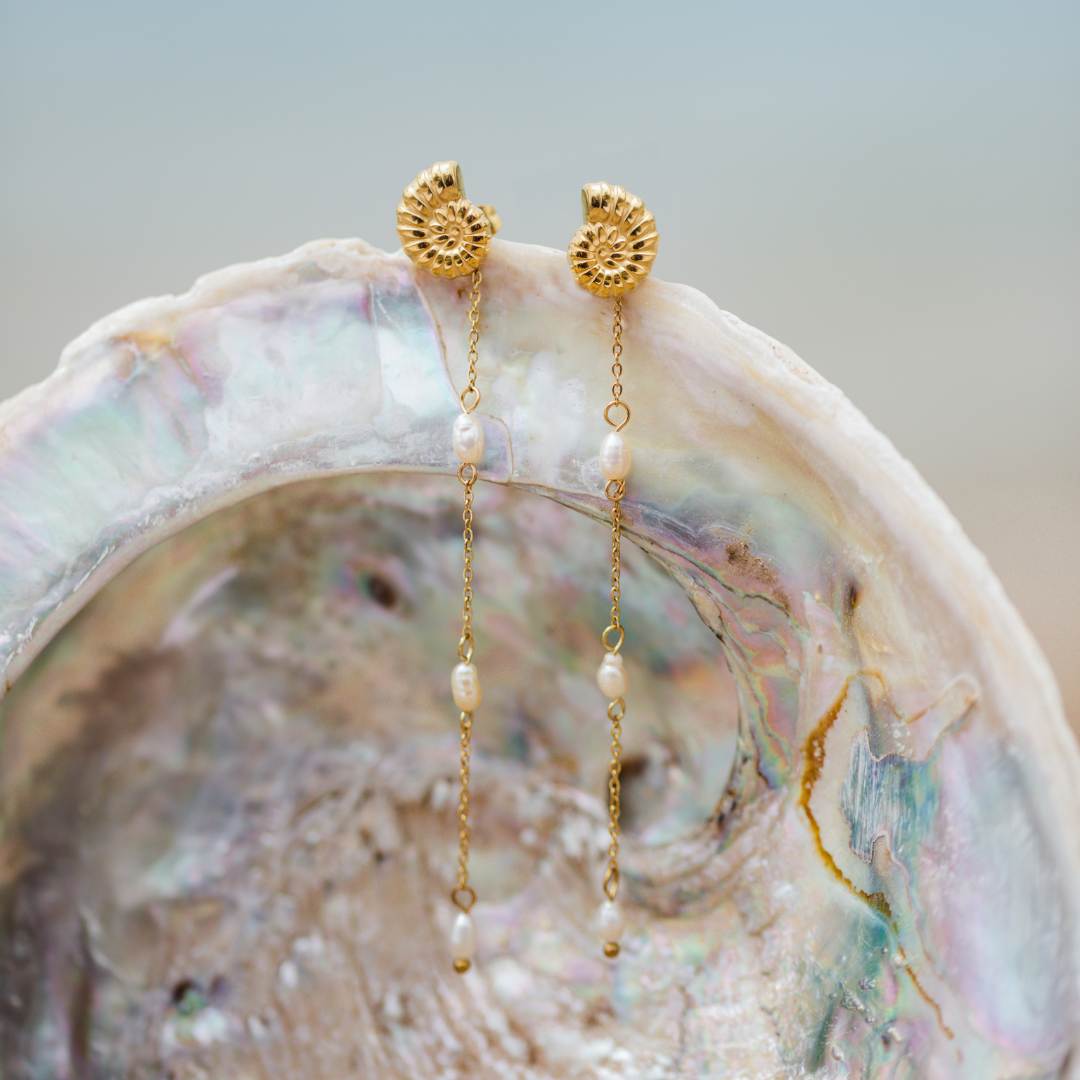 Siren's Spell Pearl Drop Earrings Gold