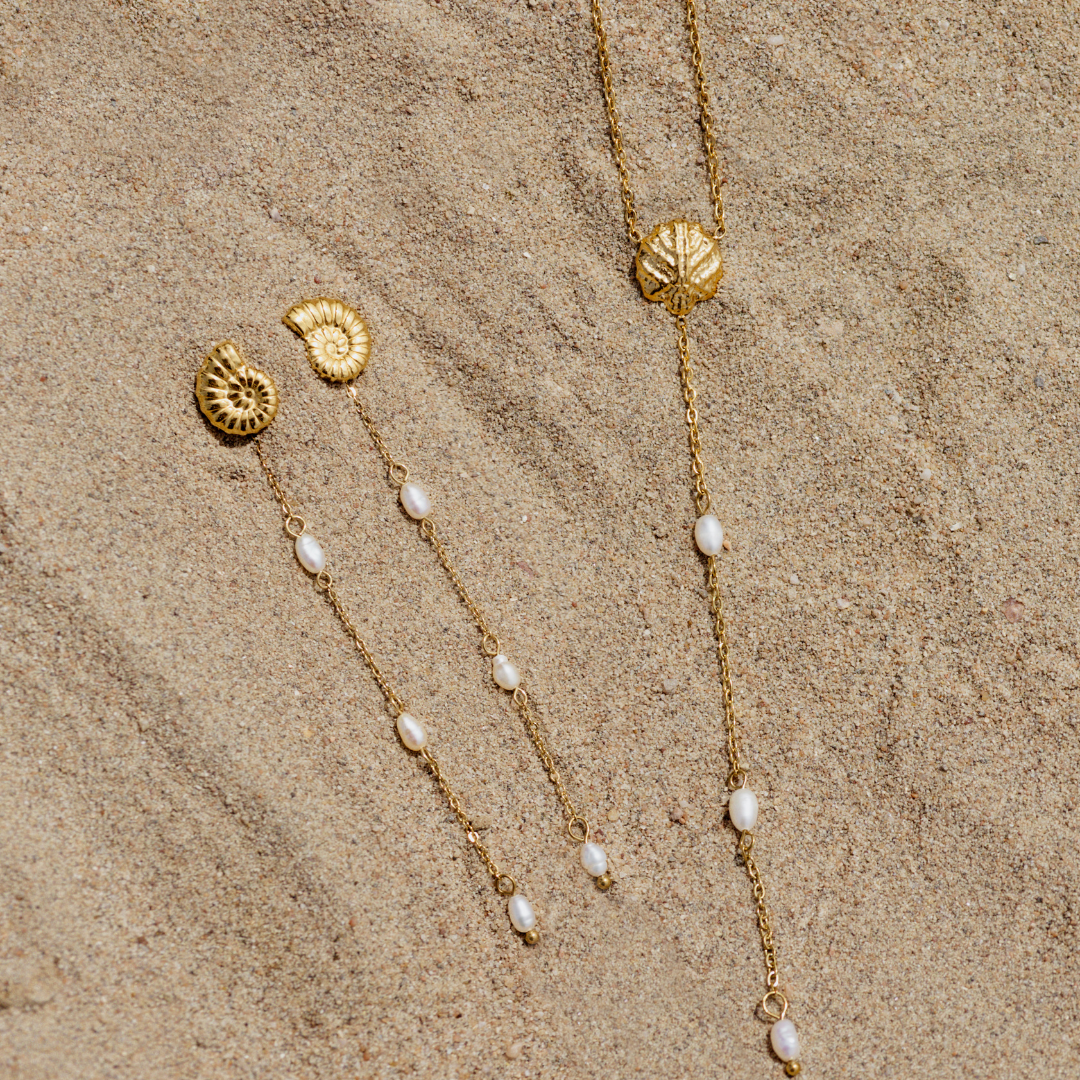 Siren's Spell Pearl Drop Earrings Gold