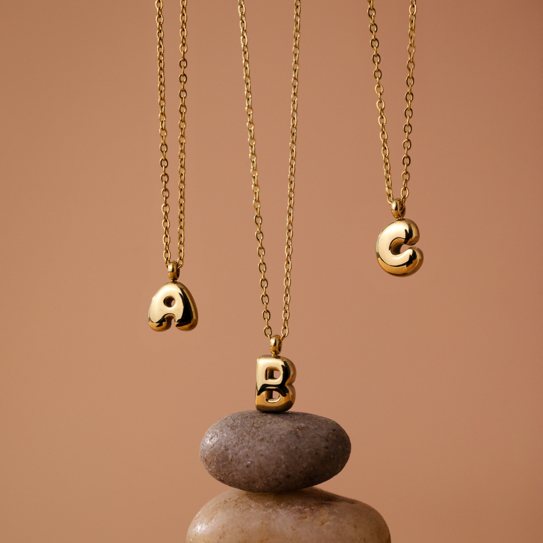 Bubble Letter Necklace Gold