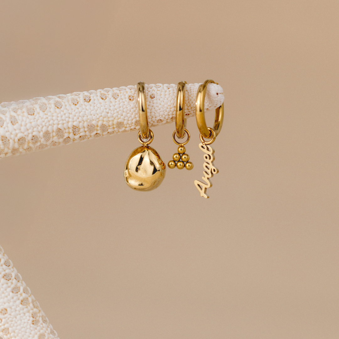 Tiny Beads Hoop Set Small Silber
