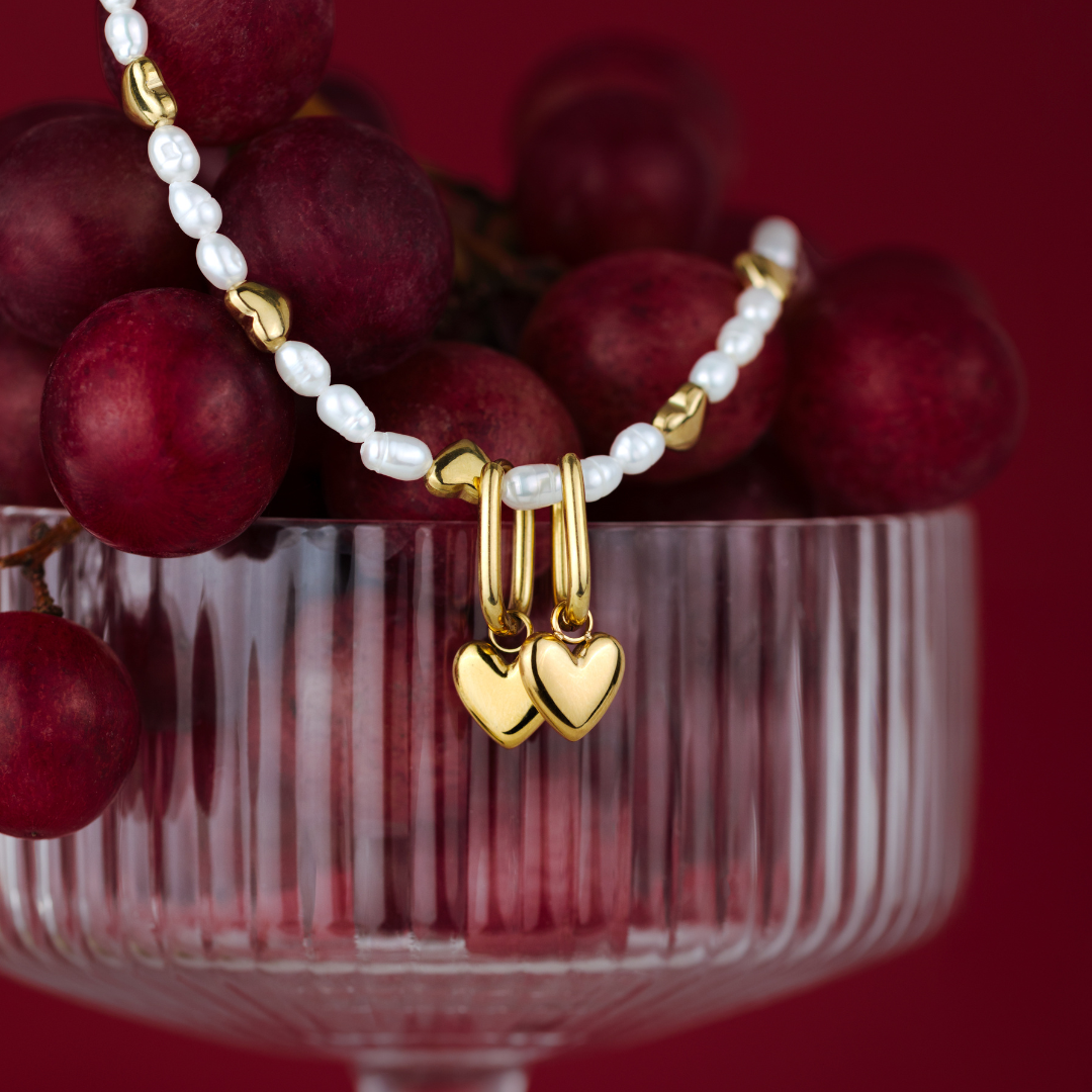 Lovely Heart Oval Hoop Set Baby Roségold