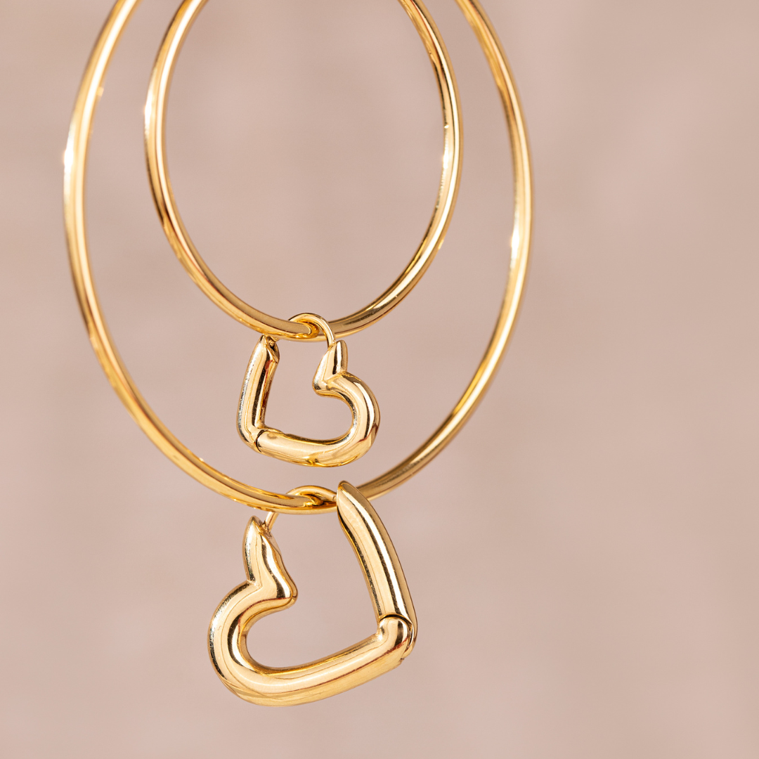 Phat Heart Hoops Small Gold