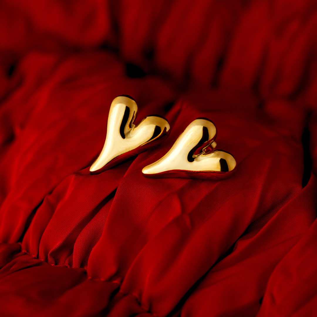 Flowy Heart Studs Large Roségold