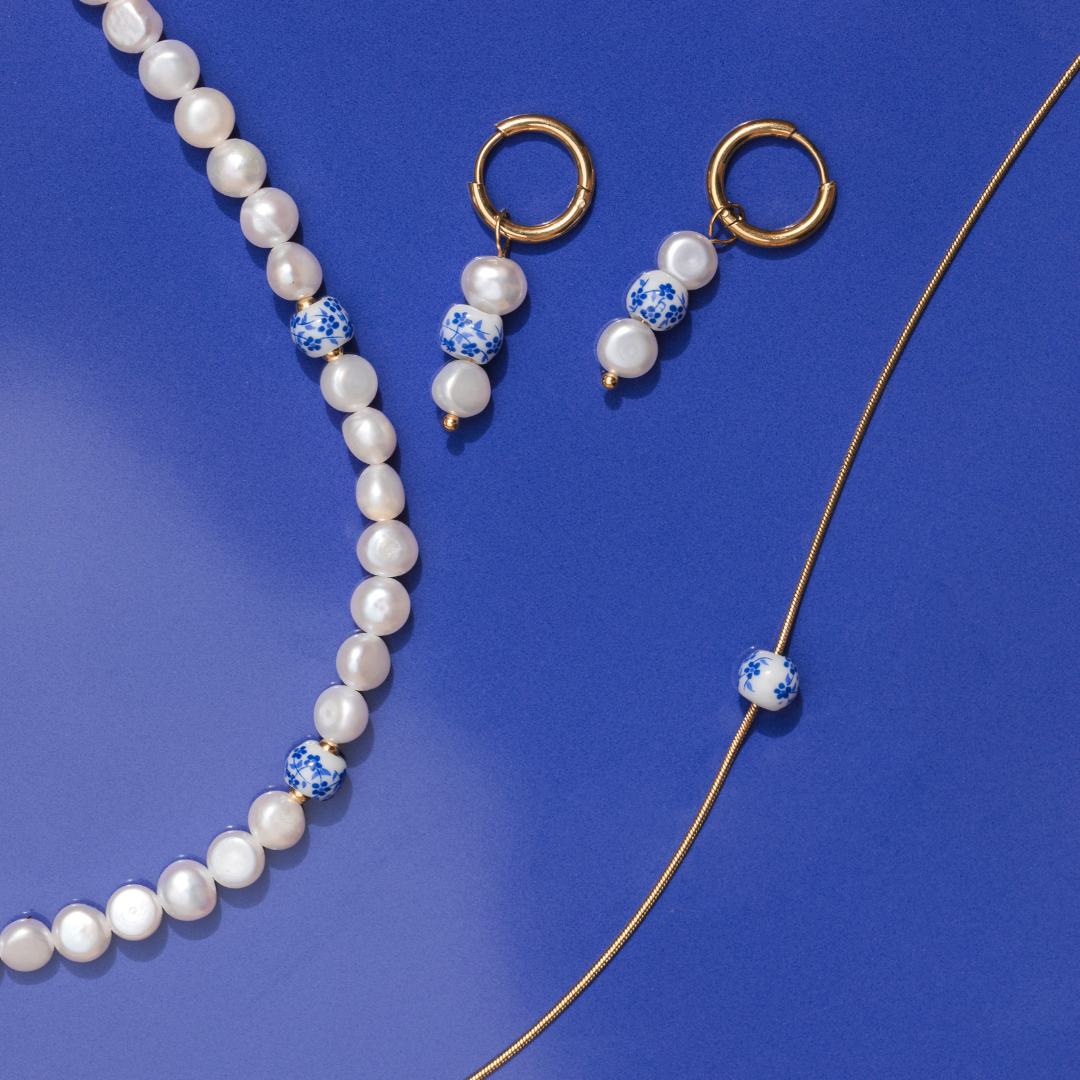 Flower Tile Necklace Silber