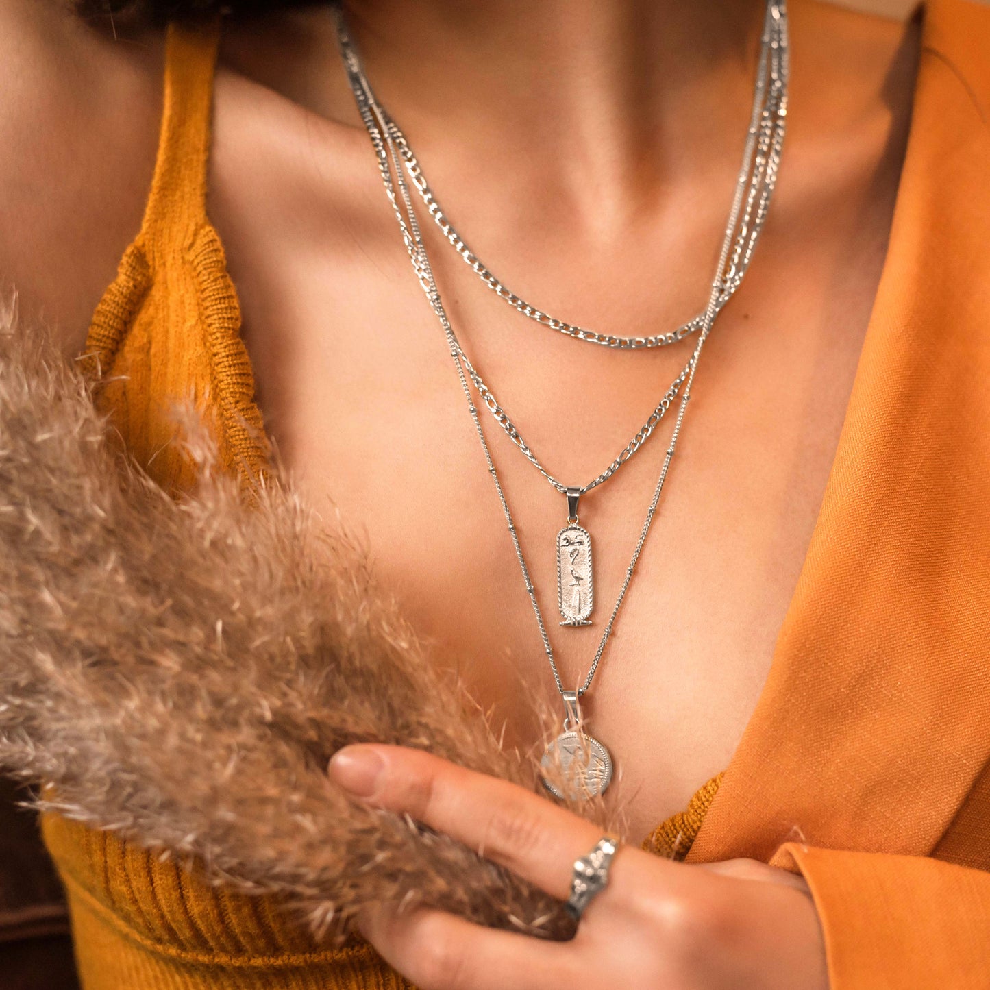 Hieroglyph Necklace Silber