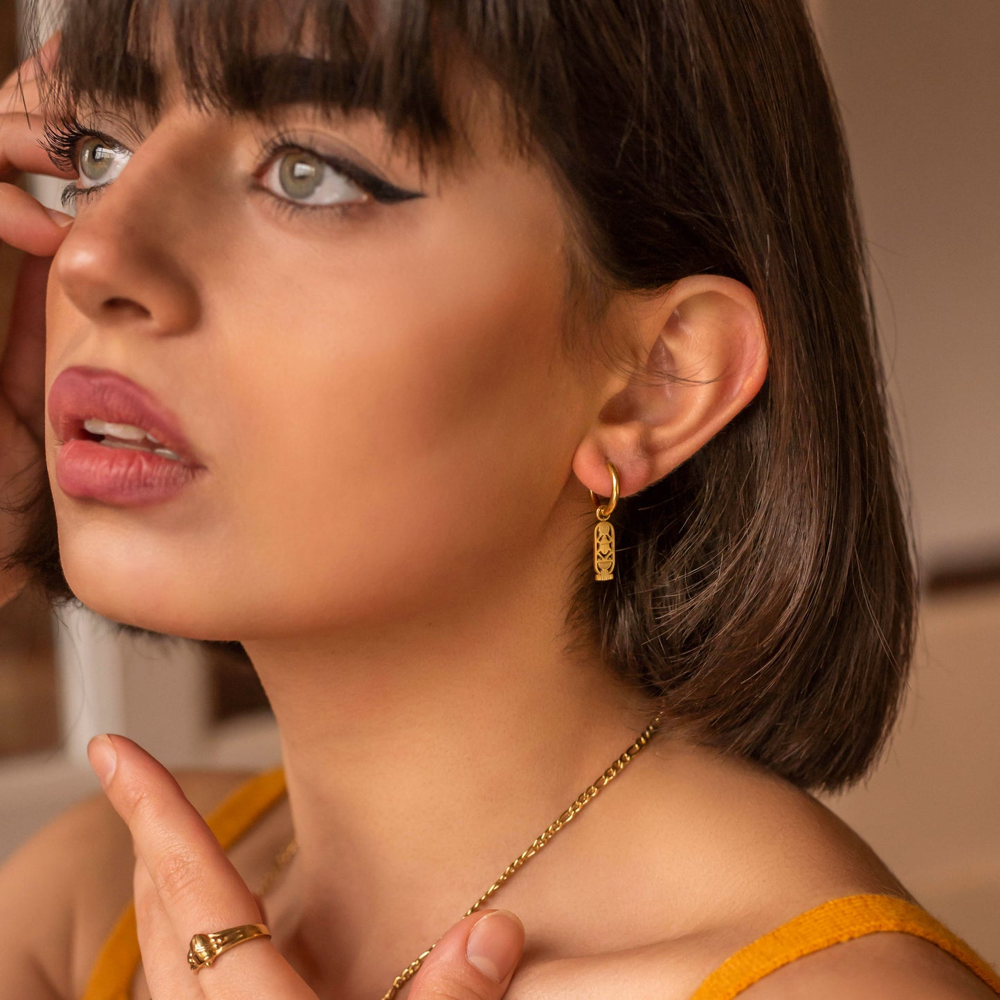 Scarab Hoop Set Gold