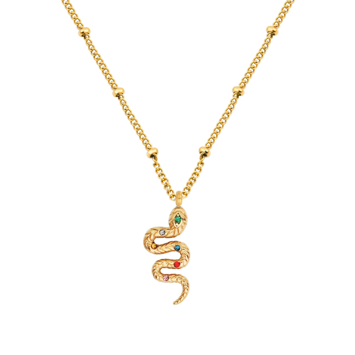 Rainbow Leni Snake Necklace Gold