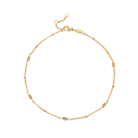 Sparkling Eyes Anklet Gold