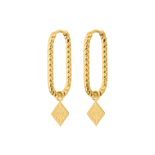 Rombo Oval Twisted Hoops Small Gold