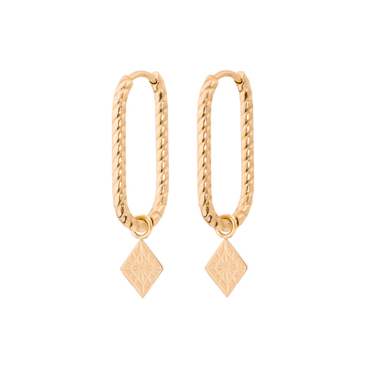 Rombo Oval Twisted Hoops Small Roségold