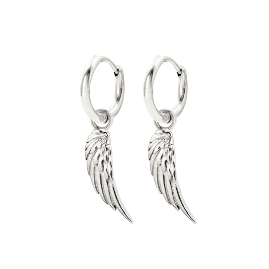 Angel Wing Slim Hoop Set Silber