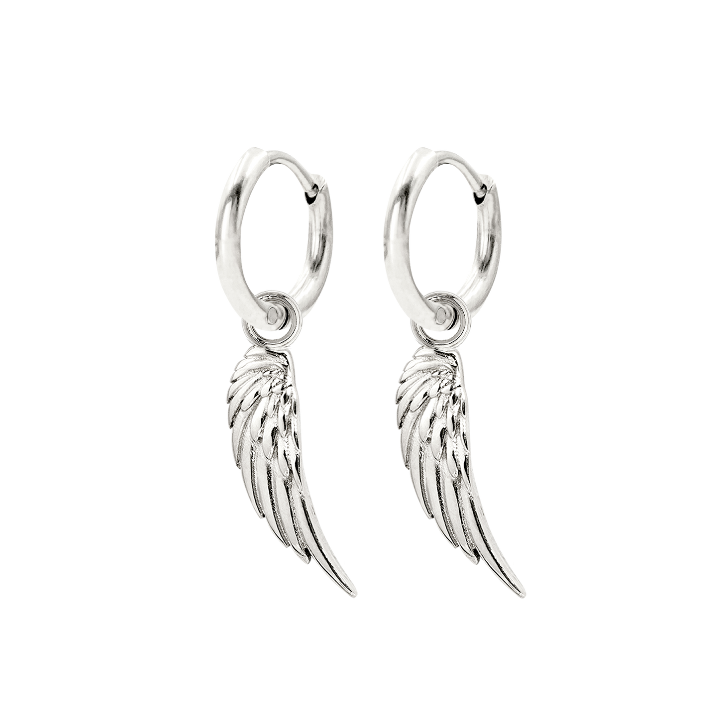 Angel Wing Slim Hoop Set Silber