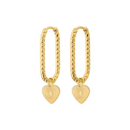Love Ray Oval Twisted Hoops Gold