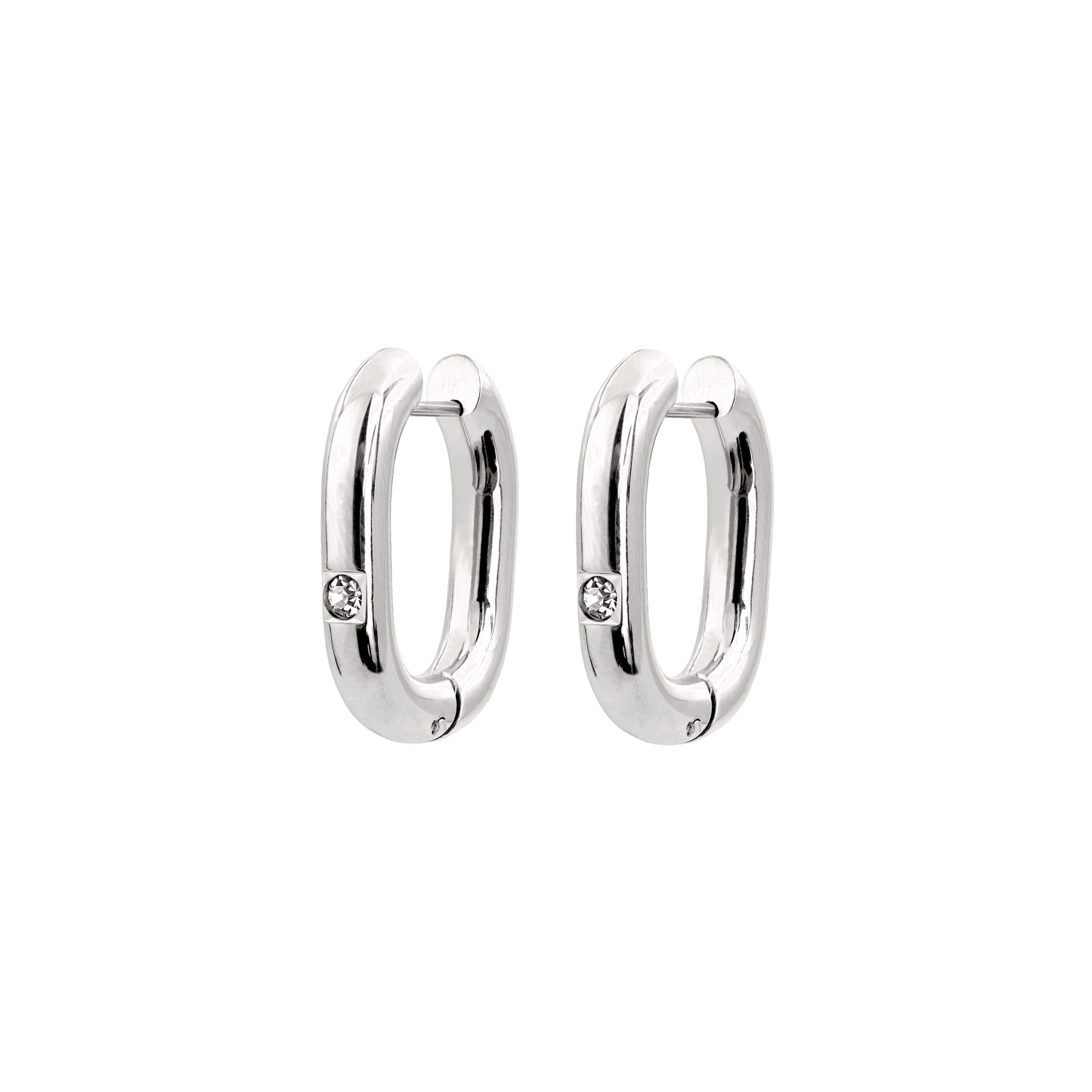 Sparkle Oval Hoops Small Silber