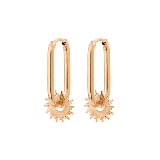 Sun Ray Oval Hoops Small Roségold