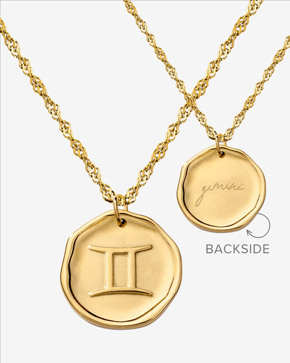 Zodiac Necklace – Gemini / Zwilling Gold