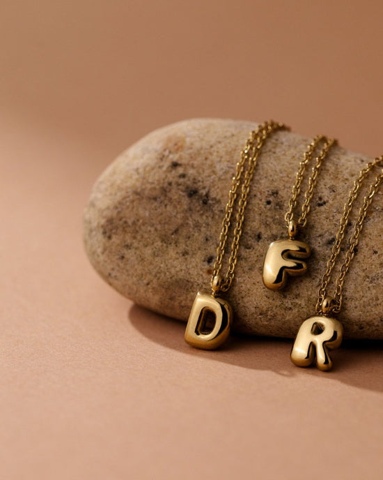 Bubble Letter Necklace Gold