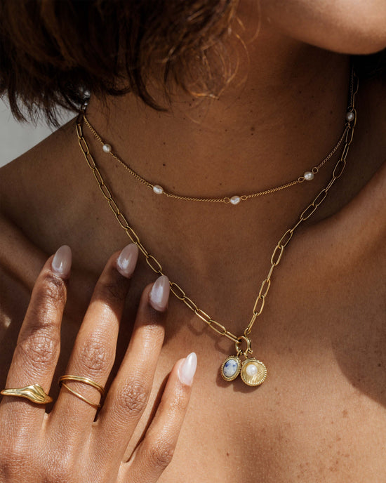 Oval Links Charm Necklace Set