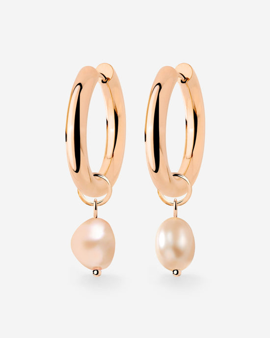 Chunky Perla Rosa Hoop Set Medium Roségold