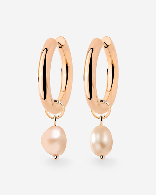 Chunky Perla Rosa Hoop Set Medium Roségold
