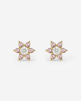 Sparkling Pink Petal Studs Gold