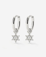 White Petal Hoop Set Small Silber