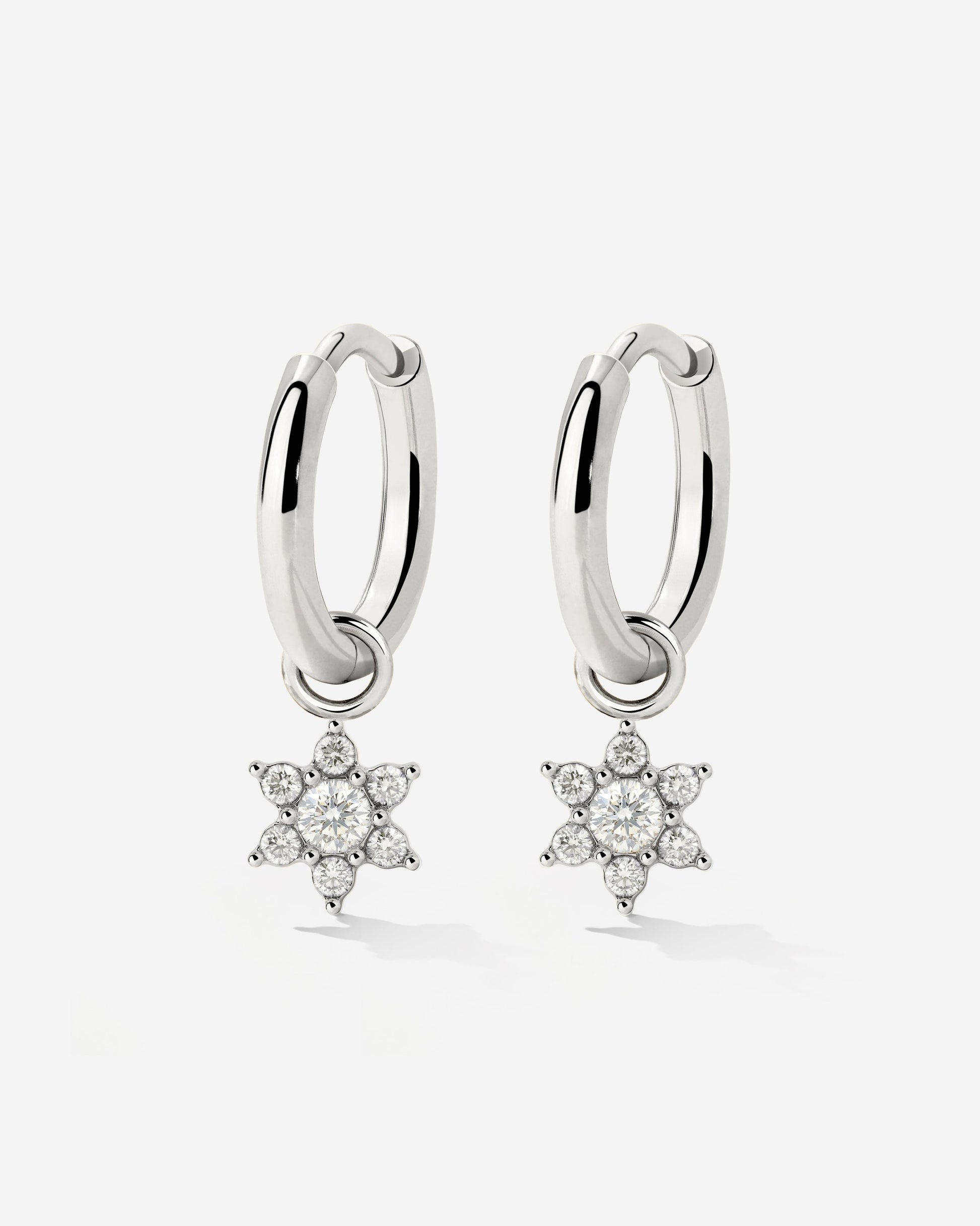 White Petal Hoop Set Small Silber