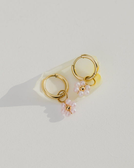Pretty Pink Daisy Hoop Set Small Roségold