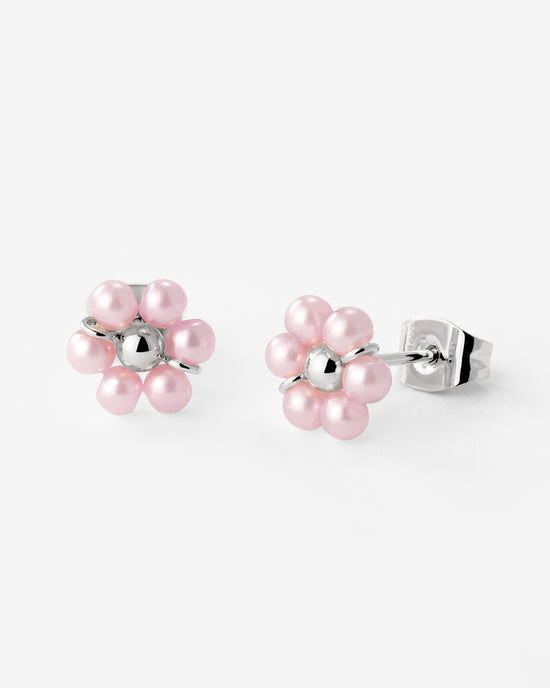 Pretty Pink Daisy Studs Silber