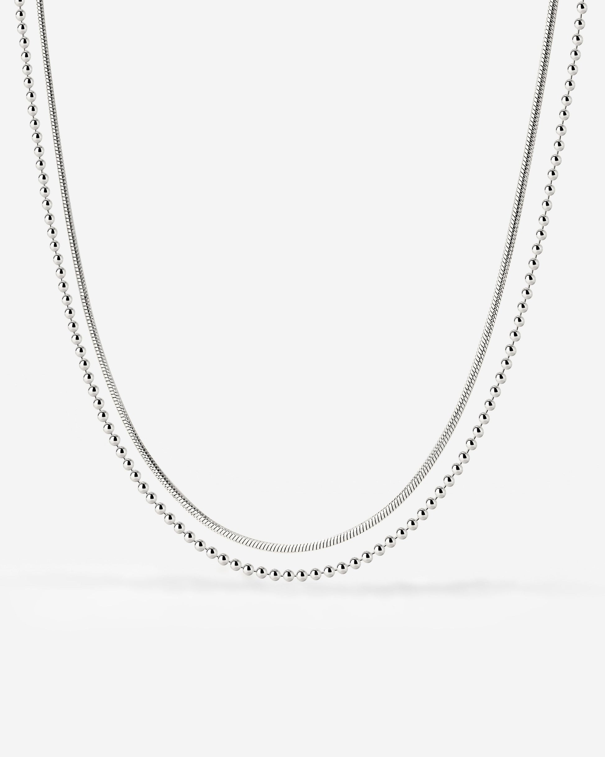 Duo Beads Necklace Silber