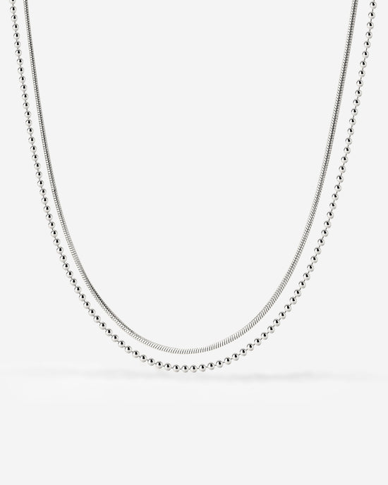 Duo Beads Necklace Silber